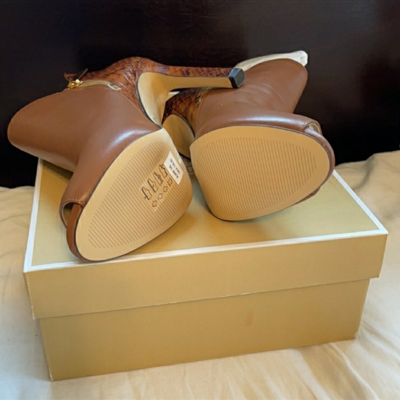 Alane Leather and Python Embossed Open-Toe Ankle B - Picture 5 of 6